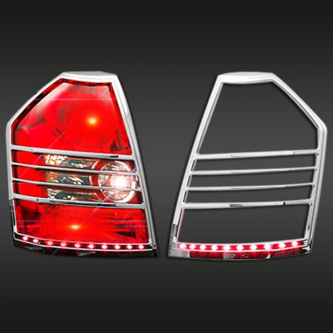 Razer Auto Chrome LED Tail Light Bezel Trim Cover for 2008-2010 Chrysler 300C 